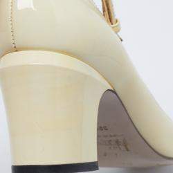 Pre Owned Valentino White Patent Leather Tango Ankle Strap Pumps Size 39.5