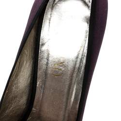 Pre Owned Valentino Purple/Black Two Tone Satin Rosette Peep Toe Platform Pumps Size 40