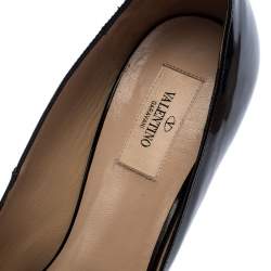 Pre Owned Valentino Black Patent Leather Peep Toe Platform Pumps Size 41