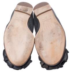 Pre Owned Valentino Grey Canvas Flower Detail Ballet Flats Size 35