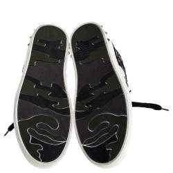 Pre Owned Valentino Black/White Suede And Leather Flycrew Beaded Low Top Sneakers Size 40