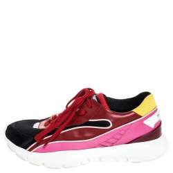 Pre Owned Valentino Multicolored Mesh and Leather Lace Sneakers Size 40
