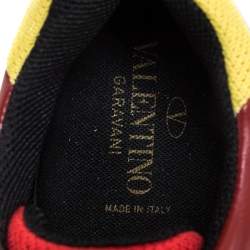 Pre Owned Valentino Multicolored Mesh and Leather Lace Sneakers Size 40