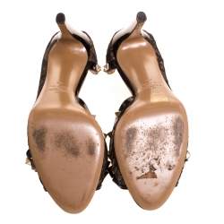 Pre Owned Valentino Black Lace And Patent Leather Rockstud Bow D'orsay Pumps Size 40