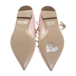 Pre Owned Valentino Beige Patent Leather Rockstud Ballet Flats Size 37.5