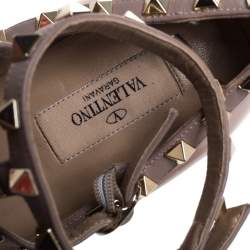 Pre Owned Valentino Beige Patent Leather Rockstud Ballet Flats Size 37.5