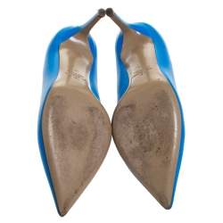 Pre Owned Valentino Blue Leather Rockstud Pointed Toe Pumps Size 36