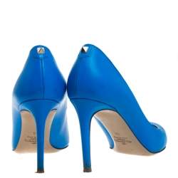 Pre Owned Valentino Blue Leather Rockstud Pointed Toe Pumps Size 36