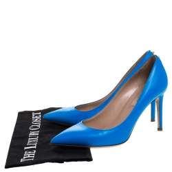 Pre Owned Valentino Blue Leather Rockstud Pointed Toe Pumps Size 36