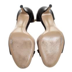 Pre Owned Valentino Black Leather Studded D'orsay Sandals Size 39.5