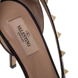 Pre Owned Valentino Black Leather Studded D'orsay Sandals Size 39.5