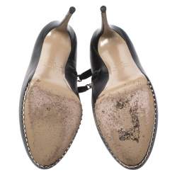 مملوكة مسبقًا Valentino Black Leather Studded Platform Boots Size 38.5