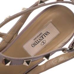 Pre Owned Valentino Beige Leather and Purple Patent Leather Rockstud Sandals Size 40