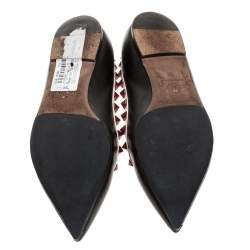 Pre Owned Valentino Black Leather Rockstud Flats Size 36