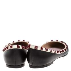 Pre Owned Valentino Black Leather Rockstud Flats Size 36