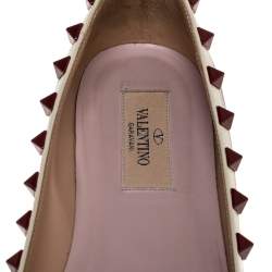 Pre Owned Valentino Black Leather Rockstud Flats Size 36