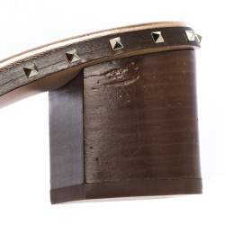 Pre Owned Valentino Poudre Leather Soul Rockstud Slide Mules Size 38