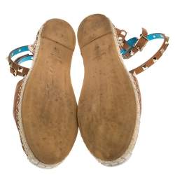 Pre Owned Valentino Tan Leather Rockstud Espadrilles Size 39
