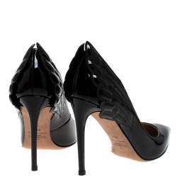 Pre Owned Valentino Black Patent Leather Wings Detail Pointed Toe Pumps Size 36.5