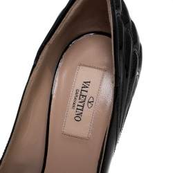 Pre Owned Valentino Black Patent Leather Wings Detail Pointed Toe Pumps Size 36.5