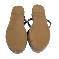 Pre Owned Valentino Black Leather Rockstud Espadrilles Ankle Strap Flats Size 36