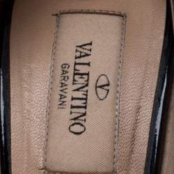 Pre Owned Valentino Black Patent Leather Peep Toe Platform Pumps Size 36