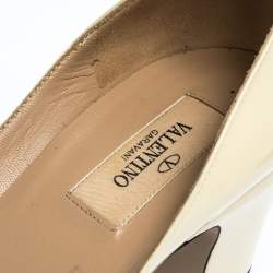 Pre Owned Valentino Cream Patent Leather Tango Ankle Strap Pumps Size 37