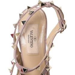 Pre Owned Valentino Red Leather Studded Strappy Pointed Toe Sandals Size 37