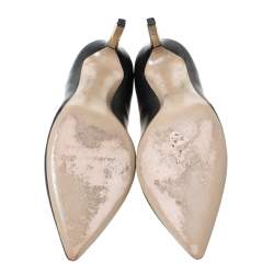 Pre Owned Valentino Black Leather Pointed Toe Pumps Size 39.5