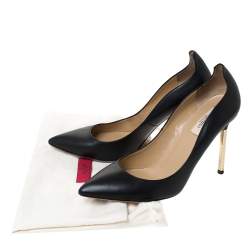 Pre Owned Valentino Black Leather Pointed Toe Pumps Size 39.5