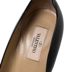 Pre Owned Valentino Black Leather Pointed Toe Pumps Size 39.5