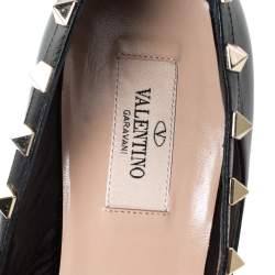 Pre Owned Valentino Black/Beige Leather Rockstud D'Orsay Strap Pumps Size 38