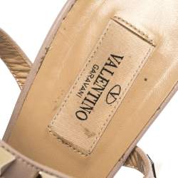 Pre Owned Valentino Pink Patent Leather Rockstud Ankle Strap Sandals Size 39.5