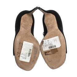 Pre Owned Valentino Black Suede Rockstud Open Toe Lace Up Ankle Wrap Sandals Size 37