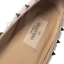 Pre Owned Valentino Pink Leather Rockstud Pointed Toe Ballet Flats Size 37