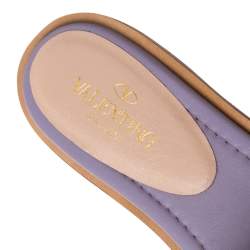 Pre Owned Valentino Multicolor Fur and Leather Rockstud Flat Sandals Size 38