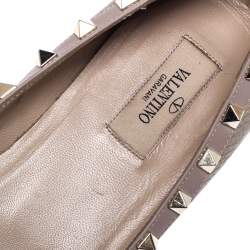 Pre Owned Valentino Metallic Bronze Leather Rockstud Ballet Flats Size 40