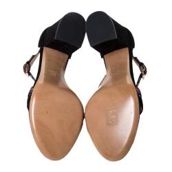 Pre Owned Valentino Multicolor Suede Native Block Heel Sandals Size 40.5