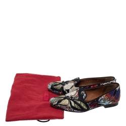 Pre Owned Valentino Black Embroidered Canvas Smoking Slippers Size 38