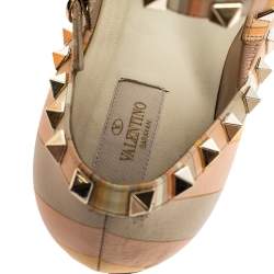 Pre Owned Valentino Multicolor Native Couture 1975 Print Leather Rockstud Pointed Toe Ballet Flats Size 39.5