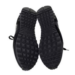 Pre Owned Valentino Black Camouflage Leather and Suede Rockrunner Sneakers Size 40.5