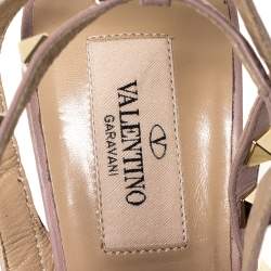 Valentino Burgundy Patent Leather Rockstud Ankle Strap Sandals Size 38.5