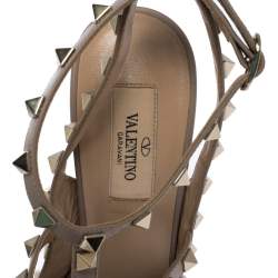 Pre Owned Valentino Silver Leather Rockstud Strappy Pointed Toe Sandals Size 39