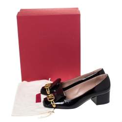 Pre Owned Valentino Black Leather Vlogo Club Pumps Size 39