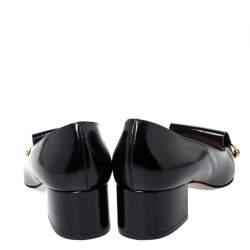 Pre Owned Valentino Black Leather Vlogo Club Pumps Size 39