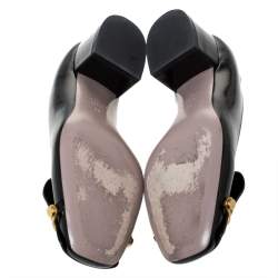 Pre Owned Valentino Black Leather Vlogo Club Pumps Size 39