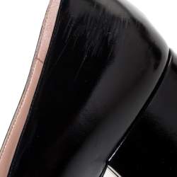 Pre Owned Valentino Black Leather Vlogo Club Pumps Size 39