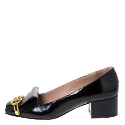 Pre Owned Valentino Black Leather Vlogo Club Pumps Size 39