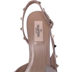 Pre Owned Valentino Black Patent Leather Rockstud Slingback Sandals Size 39