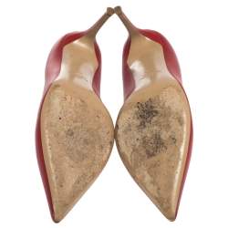 Pre Owned Valentino Red Leather Studded Pointed Toe Pumps Size 39.5
